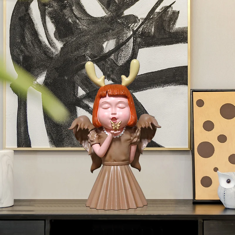 Скульптура маленького ангела в скандинавском стиле для девочек Статуэтка из