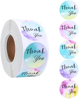500pcsroll watercolor thank you stickers round adhesive sealing labels for presents bags envelopes teacher reward kids stickers