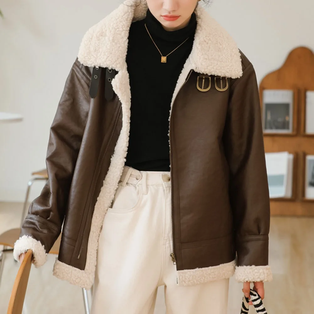 

Куртка женская с хлопковой подкладкой, утепленная, кофейного цвета, однотонная, из 2020 шерсти, новая, модная, повседневная, зимняя, теплая, с л...