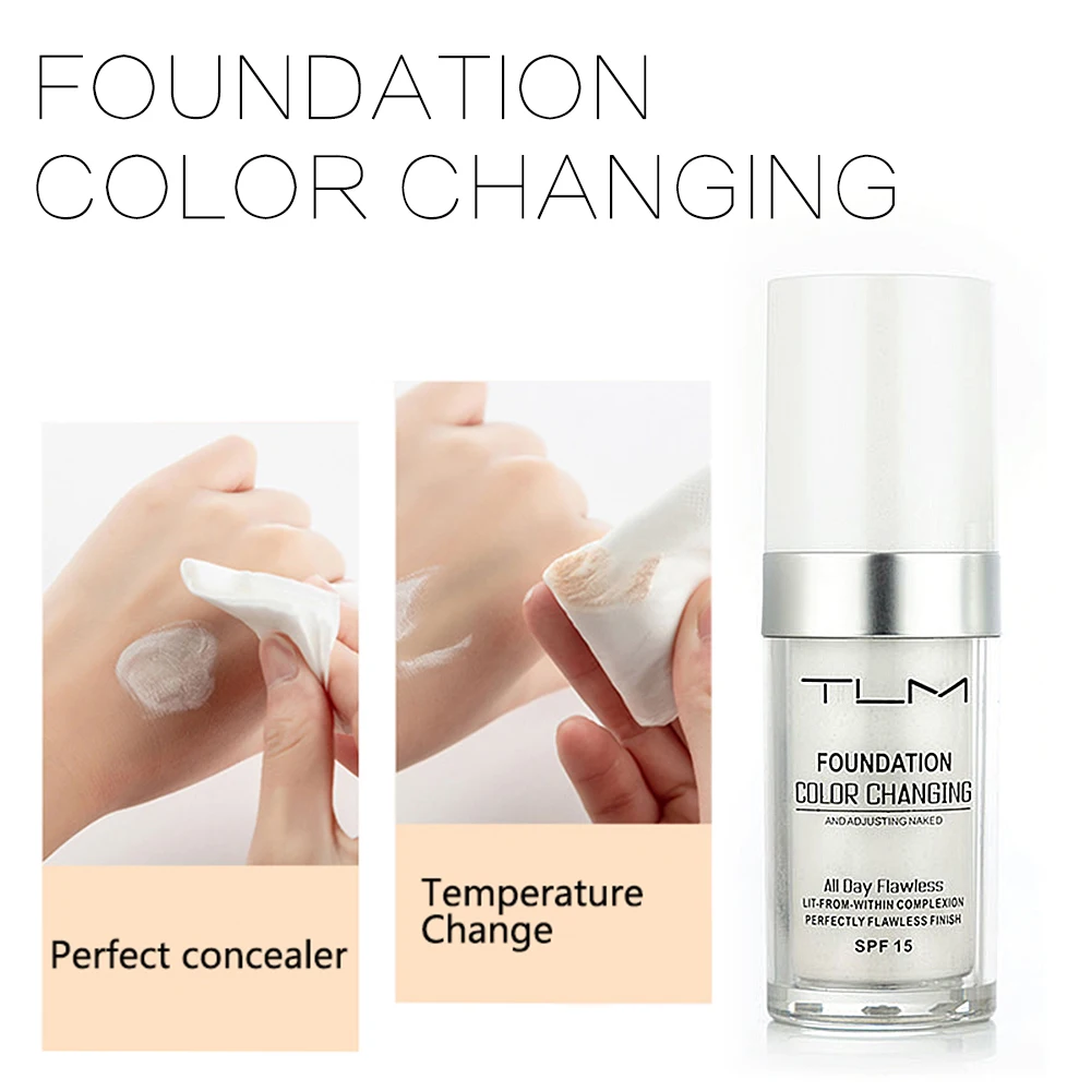 

10pcs TLM Color Changing Liquid Foundation Hydrating Long Lasting Makeup Foundation Oil-control Concealer Cream 30ml