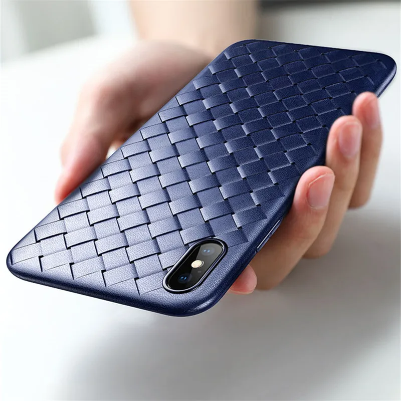 Роскошный сетчатый тканый деловой силиконовый мягкий чехол для iPhone 11 12 Pro Max X XS max
