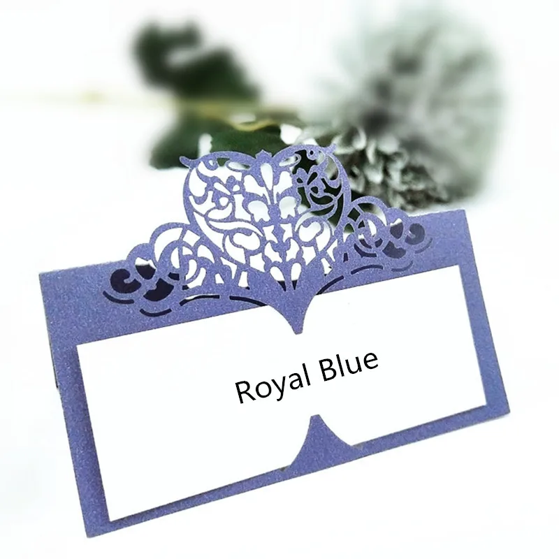 Royal blue 50 шт белые полые в форме лебедя свадебные вечерние настольные карточки с именем для декора лазерная резка сидения Декорации для свадьбы 6Z - Цвет: Royal blue