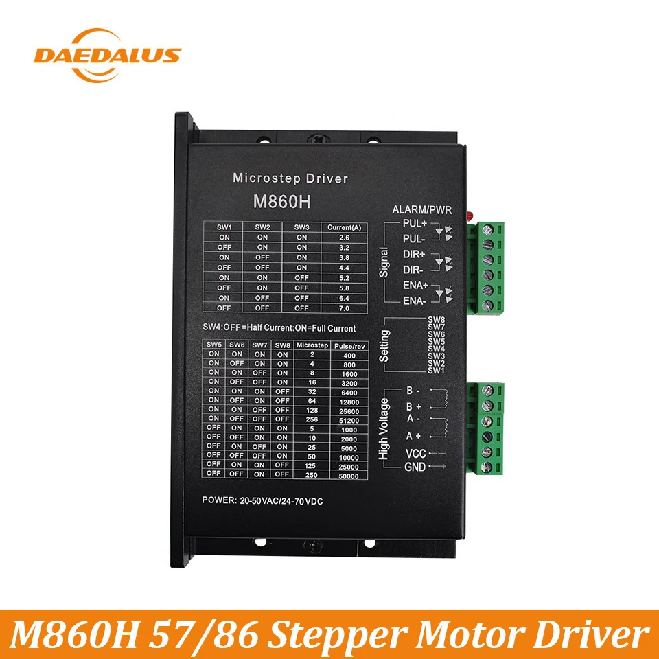 Драйвер шагового двигателя Daedalus M860H 57/86 7A AC/DC 256 подразделение двухфазный драйвер