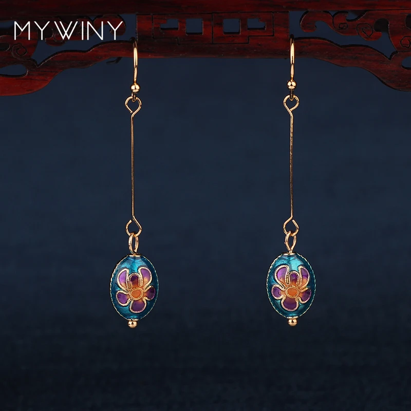 MYWINY новые модные ювелирные изделия женские серьги из перегородчатой смолы