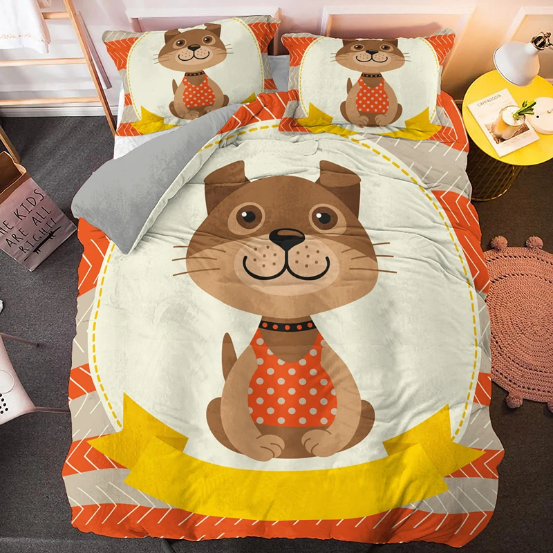 

Kids Duvet Cover Set Cartoon Cute Animal 2/3pcs Single Double King Queen Size Bedding Sets With Pillowcase Home Textiles