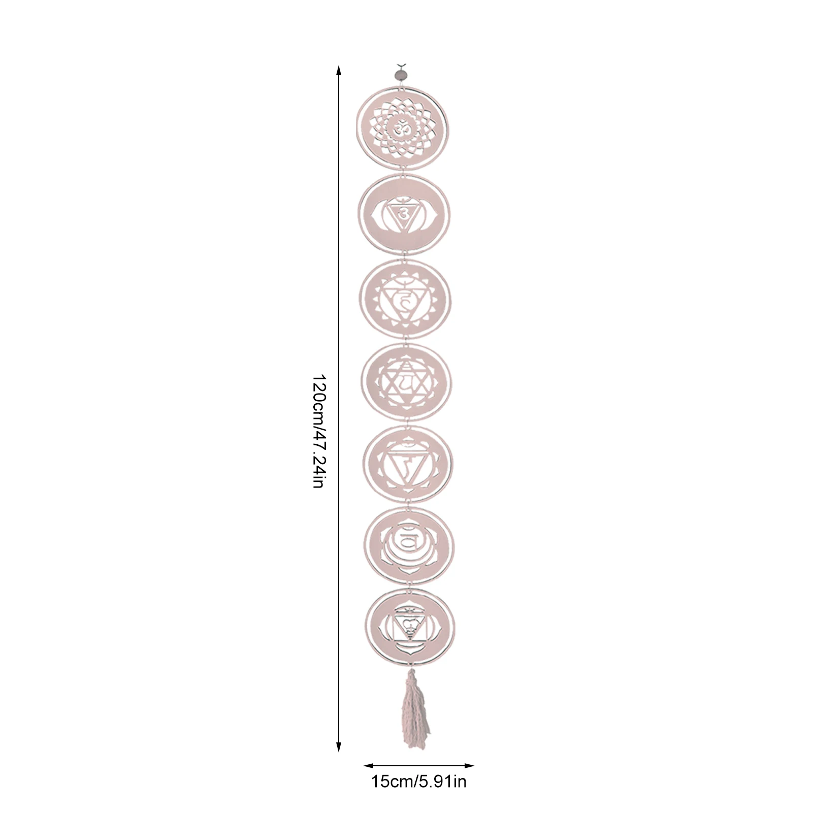 

Indian Style Wooden Chakra Hanging Ornament Healing with Mysterious Energy Symbols Wall Sticking Art Decoration Relaxation