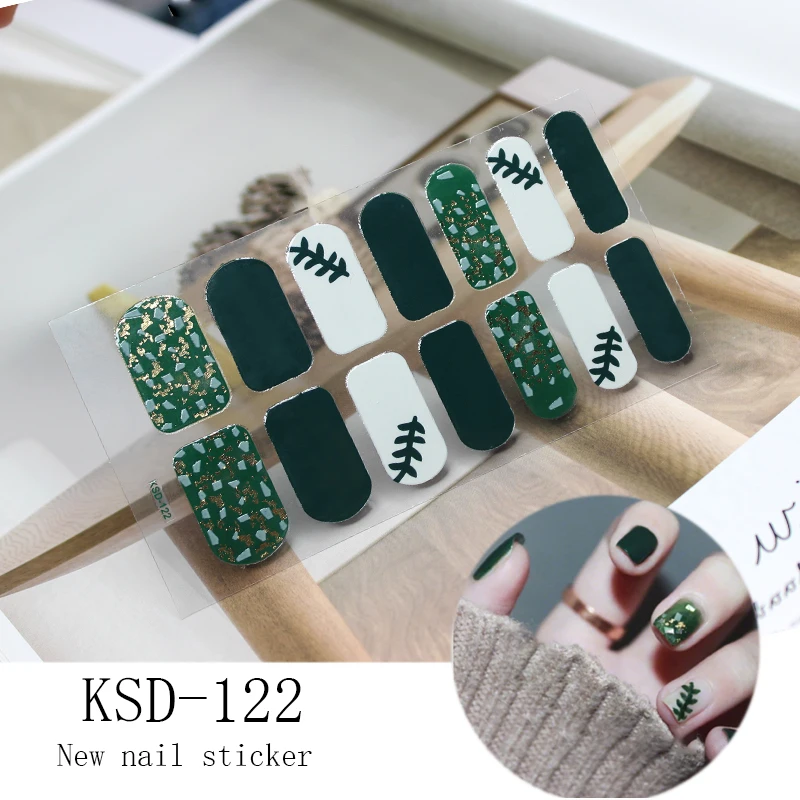 KSD122 14 насадок/листов для дизайна ногтей, полное покрытие, самоклеющиеся наклейки, Переводные накладки для лака, водонепроницаемые наклейки для ногтей, наклейки для маникюра - Цвет: KSD122