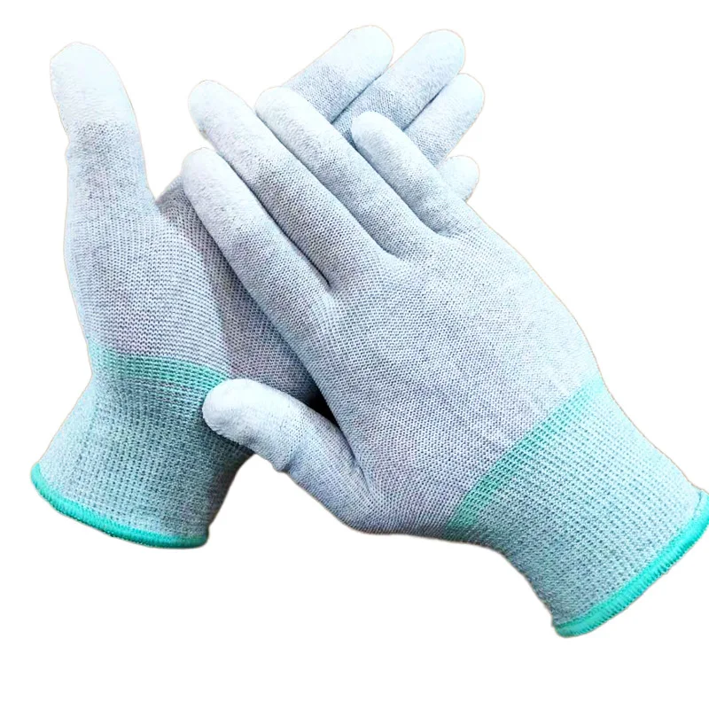 

13 gauge PU carbon fiber finger-coated gloves S/M code anti-static gloves dipped finger gloves