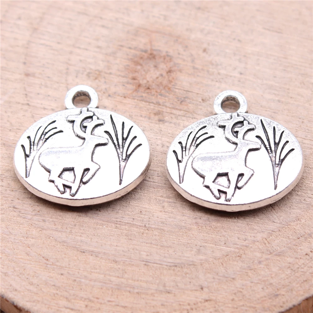 

Deer Charms For Jewelry Making Findings Handmade DIY Craft 10pcs Antique Silver Color 16x15mm
