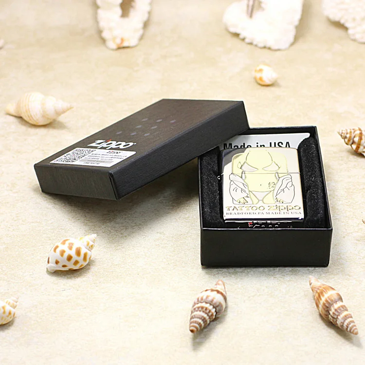 

Genuine Zippo oil lighter copper windproof Bikini TATTOO beauty carving cigarette Kerosene lighters anti-counterfeiting code