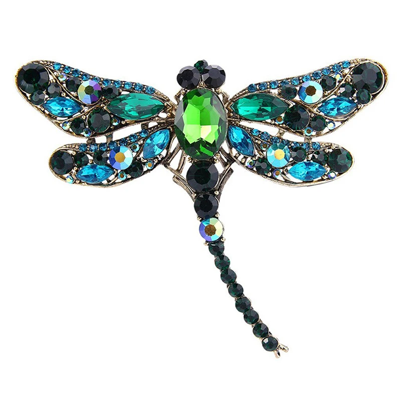 Синий хрустальный винтажный брошь со стрекозой для женщин, большой насекомое булавки модные платье пальто аксессуары ювелирные изделия подарок брошь на.