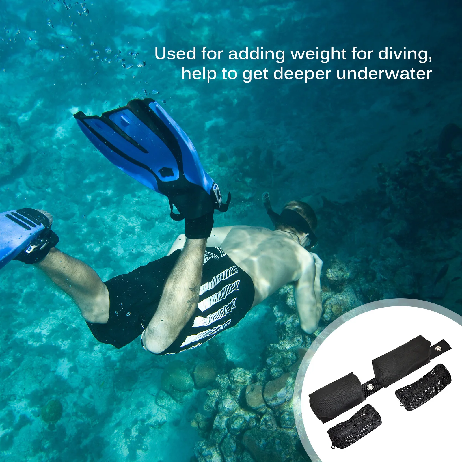 

Durable Diving Weight Pouch Deep Diving Nylon Weight Adding Bag Seawater Wear Resistance Heavy Loading Zipper Weight Bag