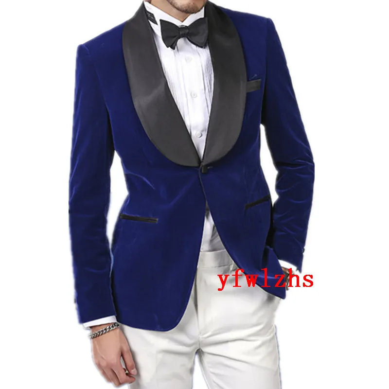 

Handsome Velveteen Groomsmen Shawl Lapel Groom Tuxedos Men Suits Wedding/Prom/Dinner Best Blazer(Jacket+Pants+Tie) 091