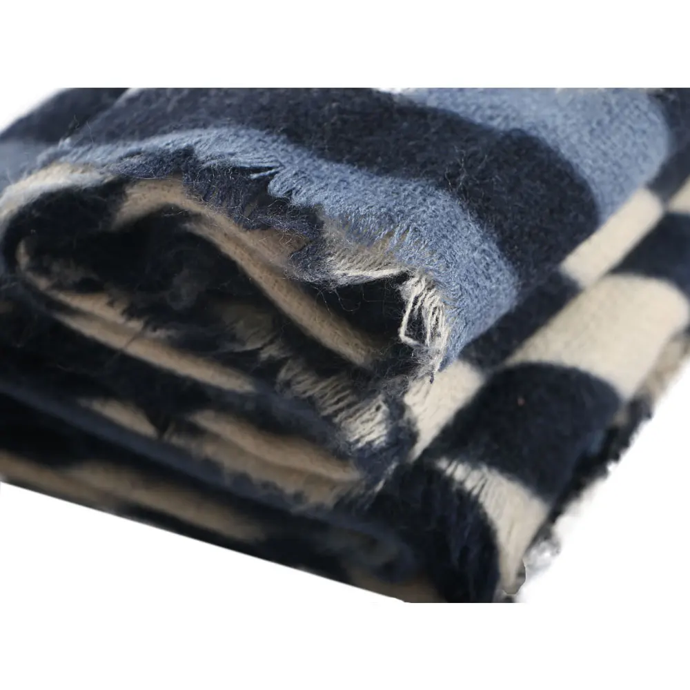 Дизайнерский вязаный женский шарф на весну и зиму полосатые теплые кашемировые