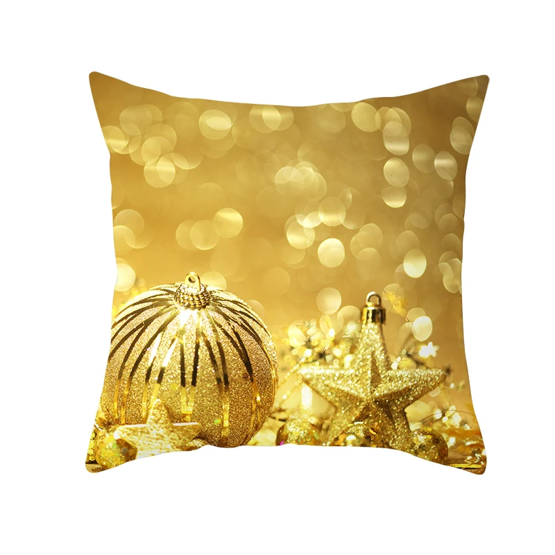 Fuwatacchi Gold Merry Christmas Cushion Cover New Year Gift Throw Pillow Covers for Home Sofa Decorative Pillowcases 45*45cm - Цвет: PC11955
