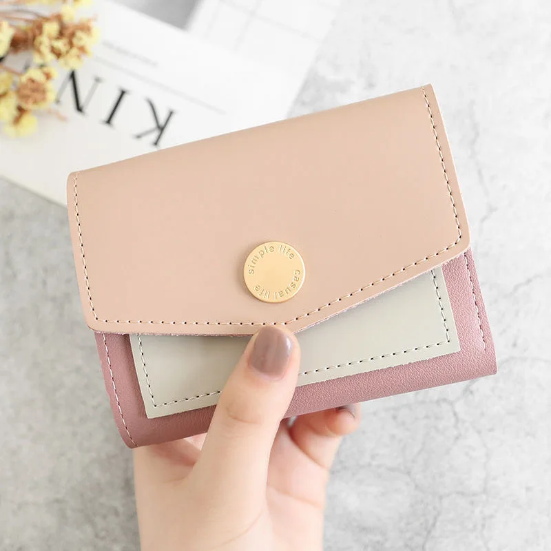 

2021 New Women Wallets Short Section Korean Version Small Three Fold Wallet Stylish and Simple Clutch Bag Wallet Wallet Coin