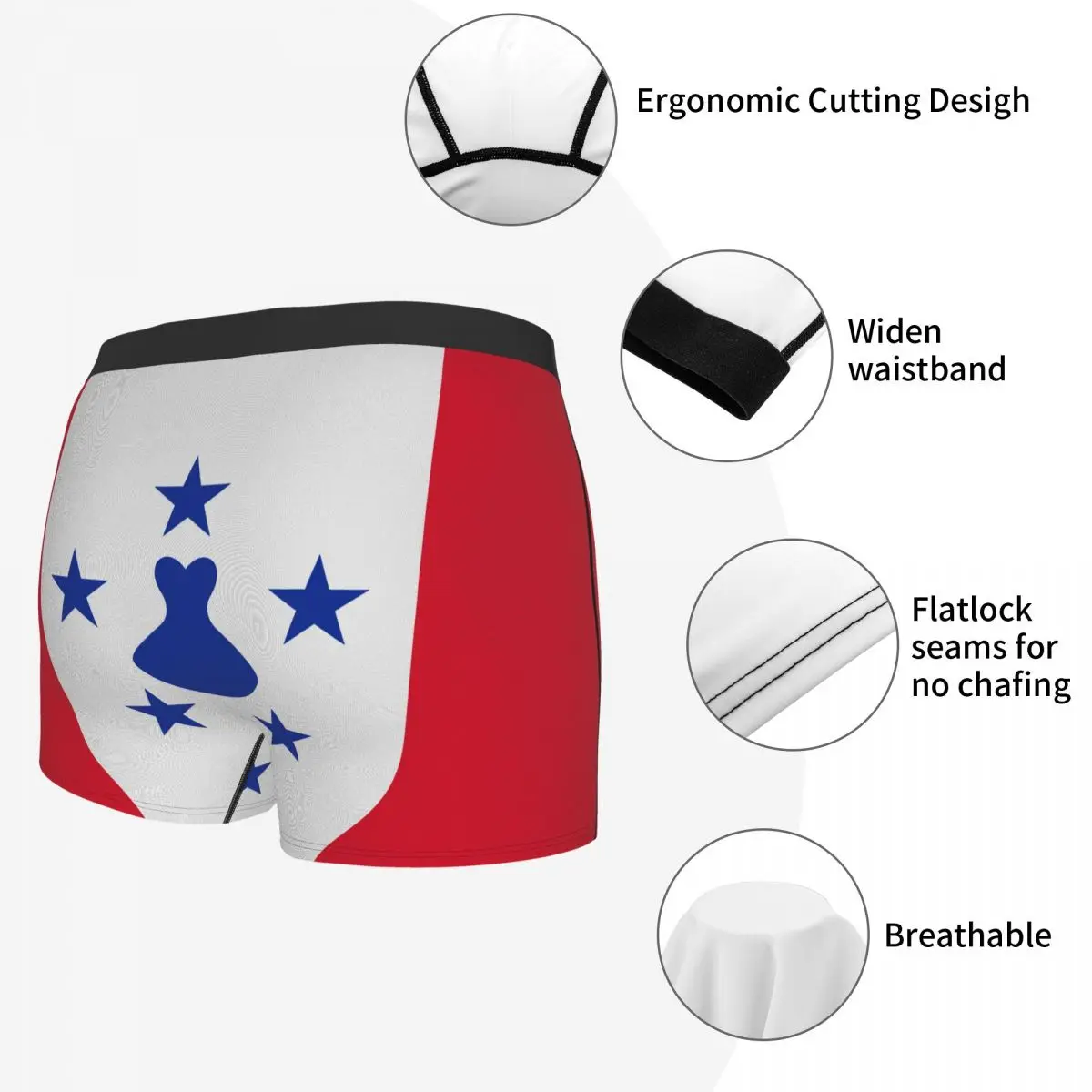 Flag Of The Austral Islands Men's Boxer Briefs Flags of the regions of France Humor Graphic Men's boxer leggings