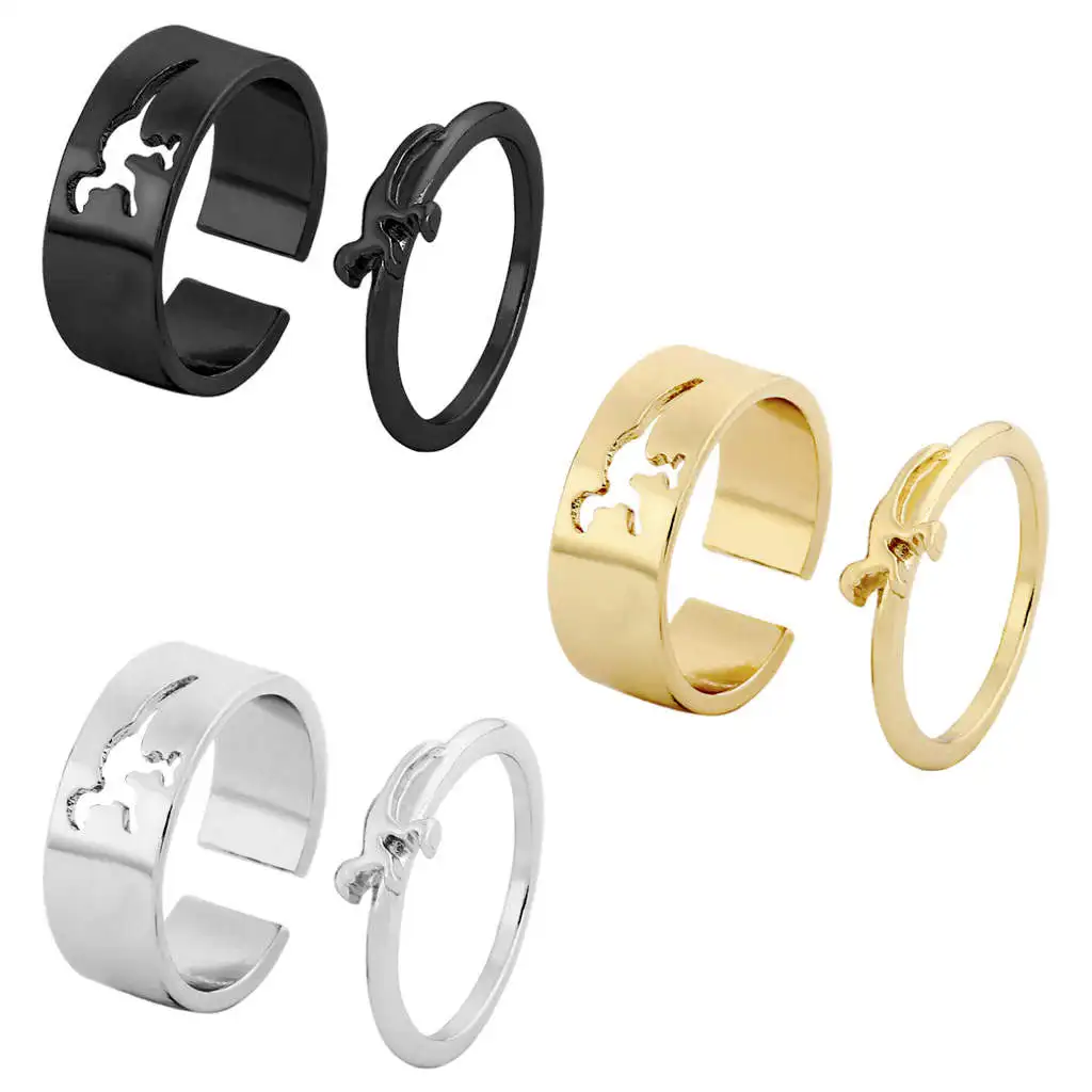 

2 Pieces Adjustable Open Ring Dinosaur Delicate Jewelry Set for Christmas Day Unisex