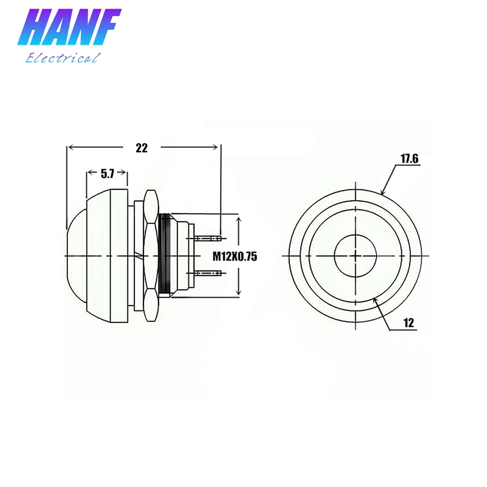 10 шт. 12 мм 1NO мгновенная купольная головка Пластиковый Кнопочный Переключатель