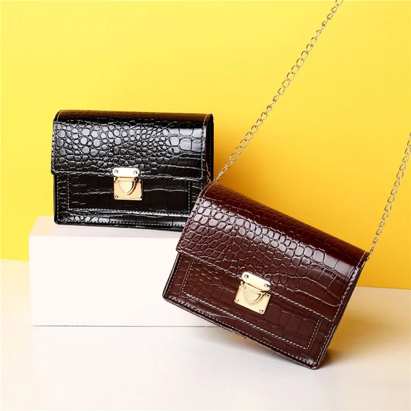 Новая дизайнерская сумка женская на плечо с цепочкой Аллигатор через из
