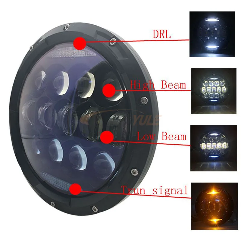 Круглсветодиодный светодиодные фары 2 шт. 7 дюймов 130 Вт синие линзы проектора с