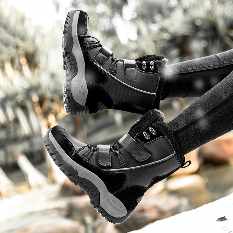 

2021 new winter outdoor snow boots women's middle tube waterproof non-slip warm hiking shoes ski shoes women's fashion
