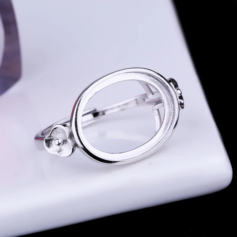 Овальный полукольцо с кабошоном серебристое 12x16 мм подходит для янтарной бусины