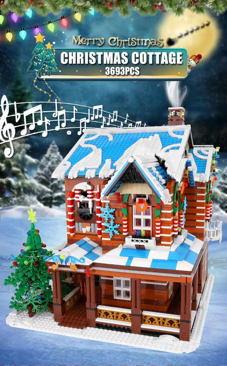 

MOULD KING Creative Toys Streetview Building Blocks The LED Light Christmas House Model sets Bricks Kids Toys Christmas Gifts