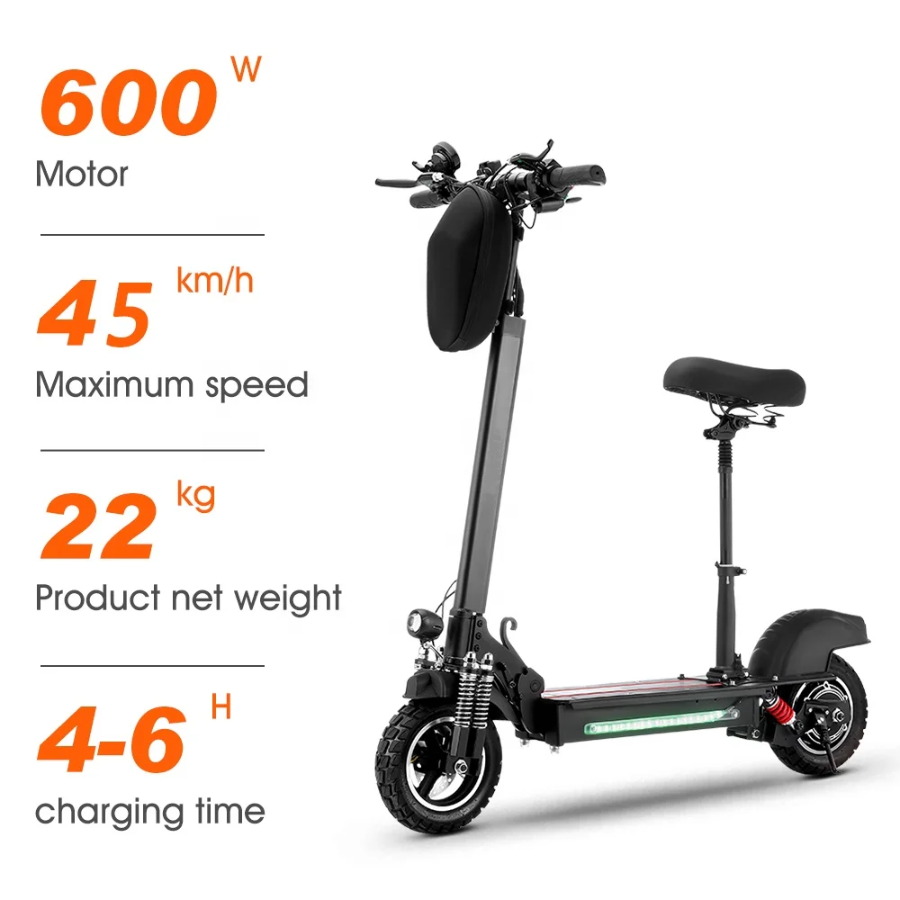 

E5 600W 13Ah 45Km New Style Double Shock Absorption with Seat Bag Electric Scooter Electric Motorcycle Bicycle Adult