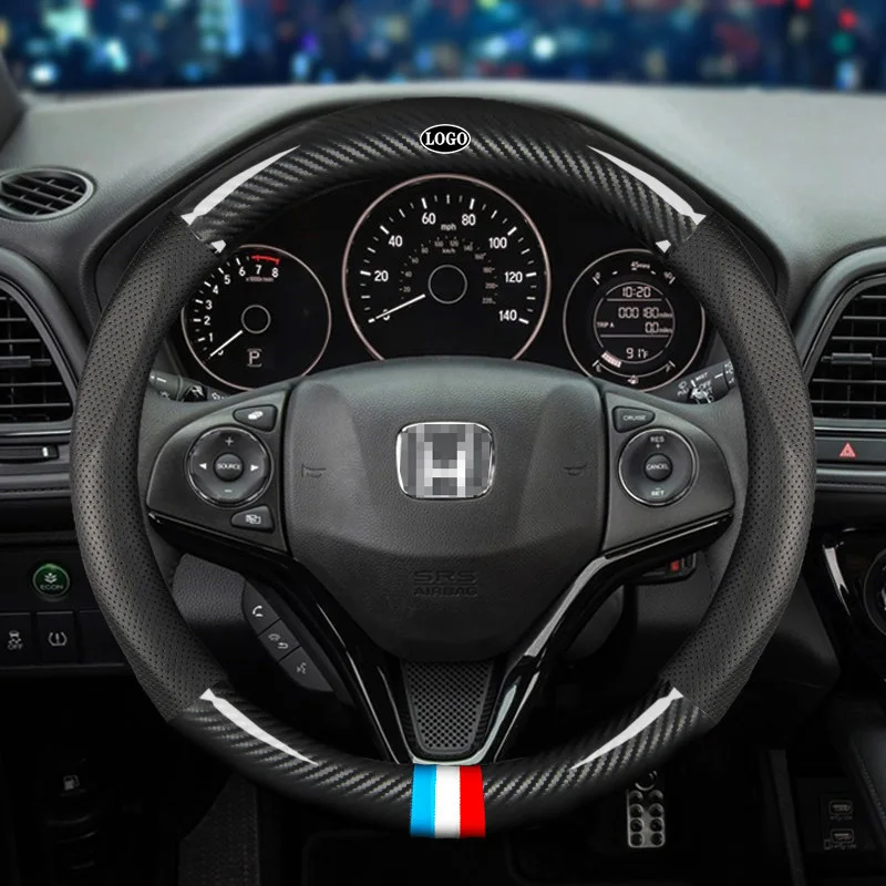 

Чехол на руль автомобиля из углеродного волокна 38 см для Honda все модели Accord City CRV Fit Civic аксессуары для интерьера автомобиля Стайлинг автомоби...