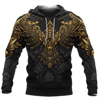 fashionable 3d printing unisex hoodie cute viking gold tattoo sweatshirt casual street hip hop harajuku zipper hoodie