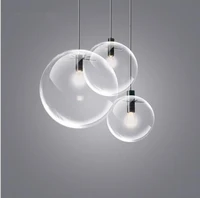 transparent glass ball lamp restaurant bar minimalist single head personality creative spherical bubble pendant lamps gf14