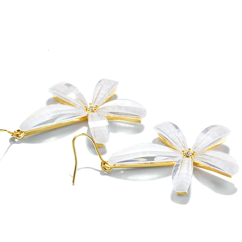 

Fashion Style Earrings For Women Sweet Resin Flower Pendientes Girl Ear Jewelry boucle d'oreille femme Flower Brincos Free Ship