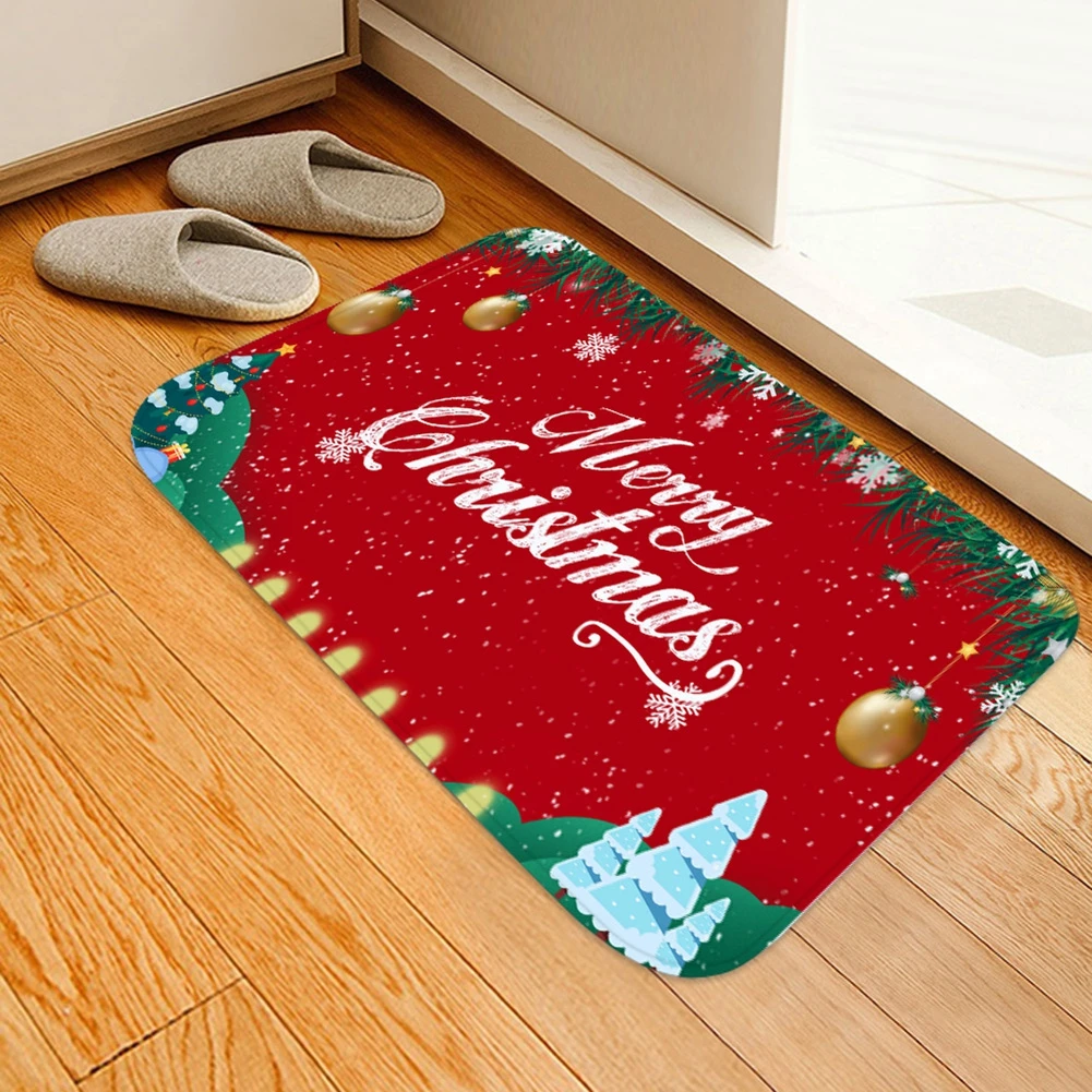 

New Christmas Carpet Flannel Carpet Mat 3D Red Non-Slip Living Room Area Soft Flannel Child Playing Crawling Mat