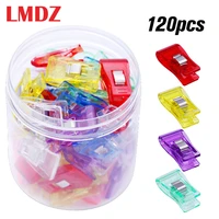 lmdz 120pcs colorful plastic sewing quilting binding clips set fabric clamps pack for embroidery tailoring diy accessories