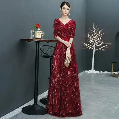 Chempagne элегантный v-вырез, Винтажные наряды пол Длина пикантные Вечеринка Cheongsam шелковый атлас с длинными рукавами Vestido Размеры S-3XL - Цвет: Style 6