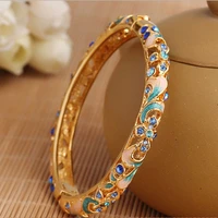 womens fashion cloisonne bracelet korean version hollowed out diamond plated jewelry gift court style retro bracelet