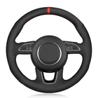 Чехол рулевого колеса автомобиля DIY черная замша из натуральной кожи для Audi Q3 (8U) 2011-2018 Q5 (8R) 2012-2017 Q7 (4L) 2011-2015 SQ5