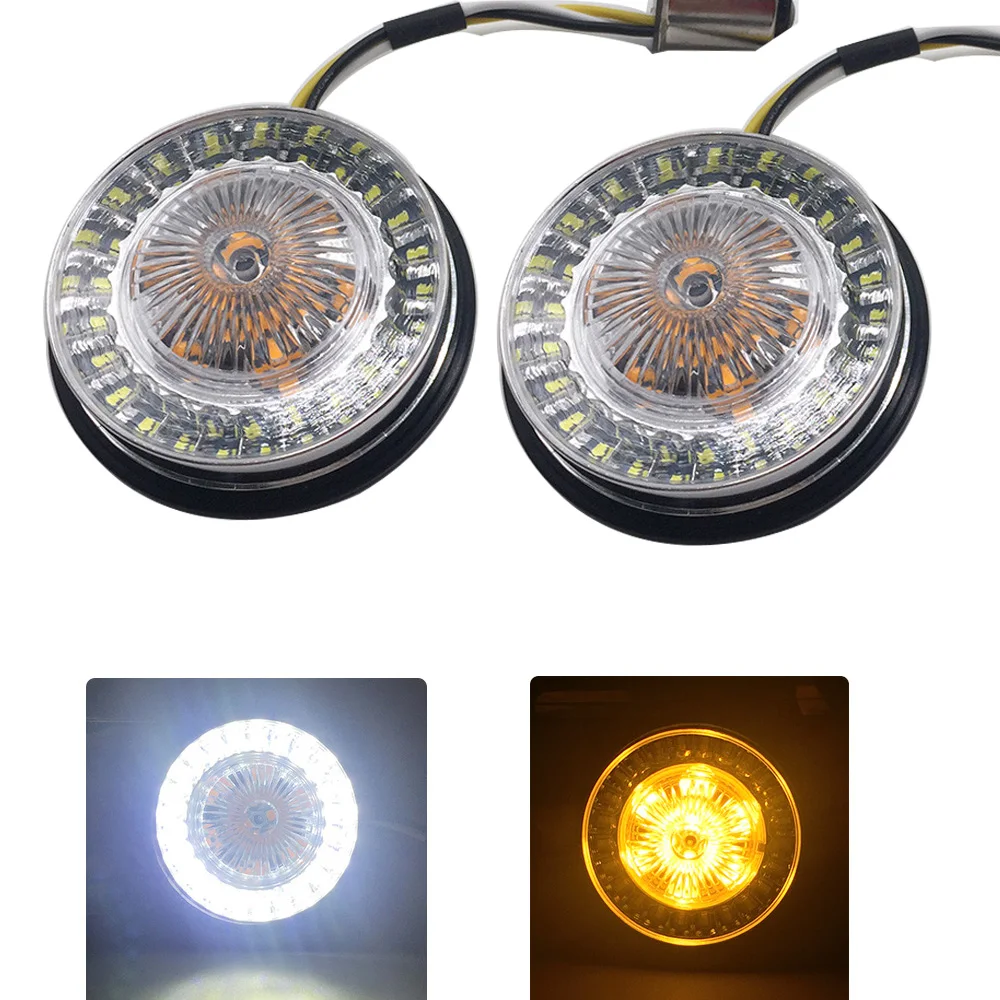 

2pcs 2" bullet 1157 LED Inserts Turn Signal Light For Touring Electra Tri Glide Sportster Softail Dyna 2011-17 Indicator