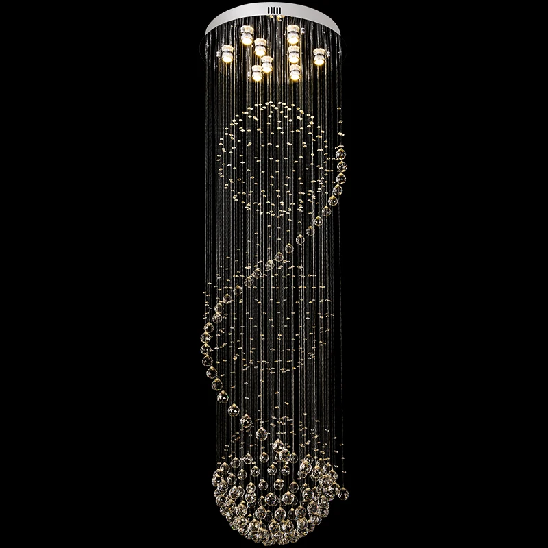

Modern led crystal chandeliers light fixture spiral design for staircase lamp luxury hotel villa vanity bedroom hanging lamp