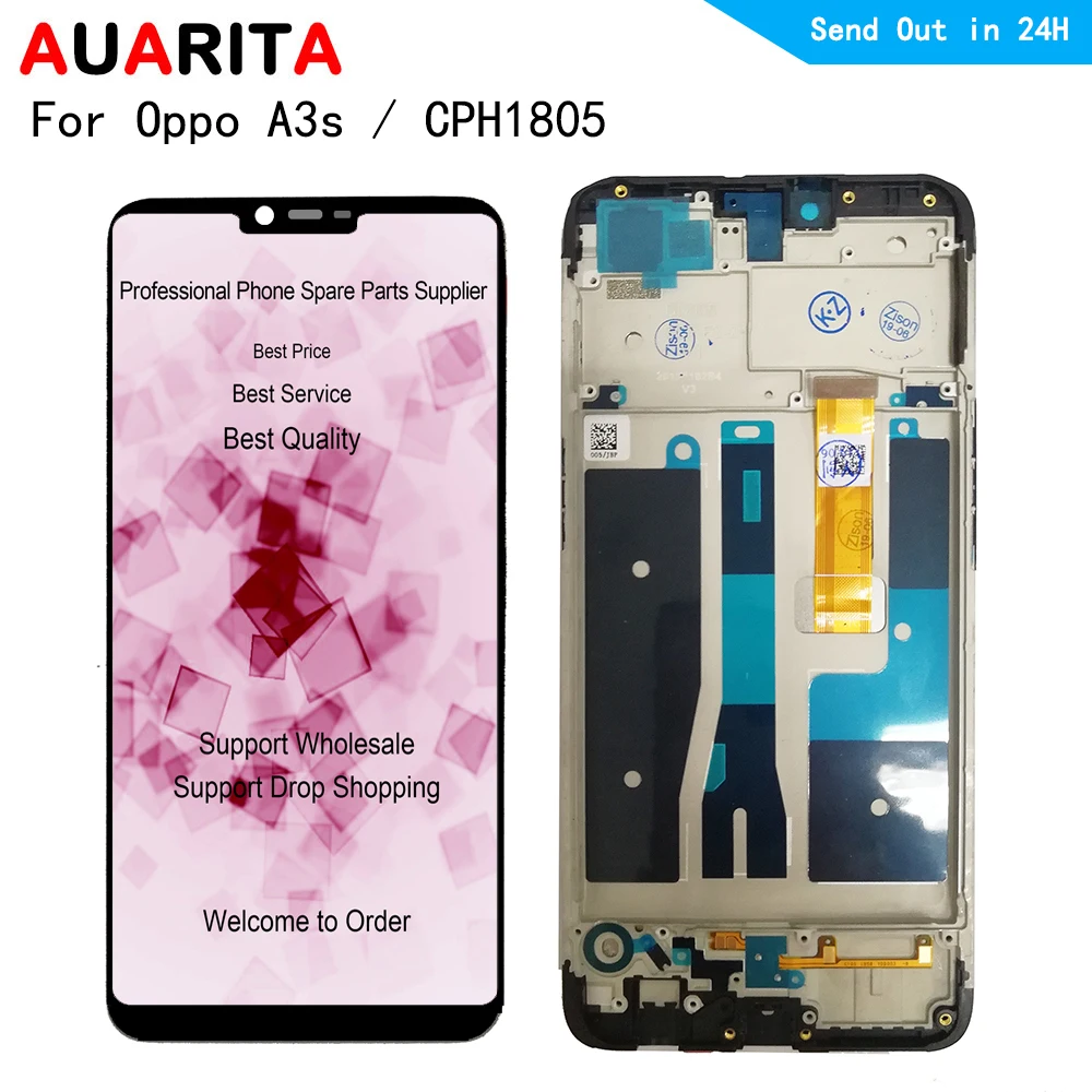 ЖК дисплей 6 2 дюйма для OPPO A3S CPH1803 сенсорная панель дигитайзер датчик с рамкой в