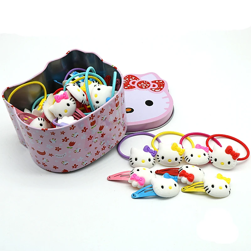 Милые детские аксессуары для волос hello kitty, набор повязок на голову, заколки для волос, повязка на голову, ожерелье, браслет, ювелирный набор, подарок на день рождения для девочек