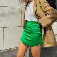 women satin short skirt high waist solid sexy y2k mini skirt faldas mujer light soft casual party streetwear slim chic vestidos