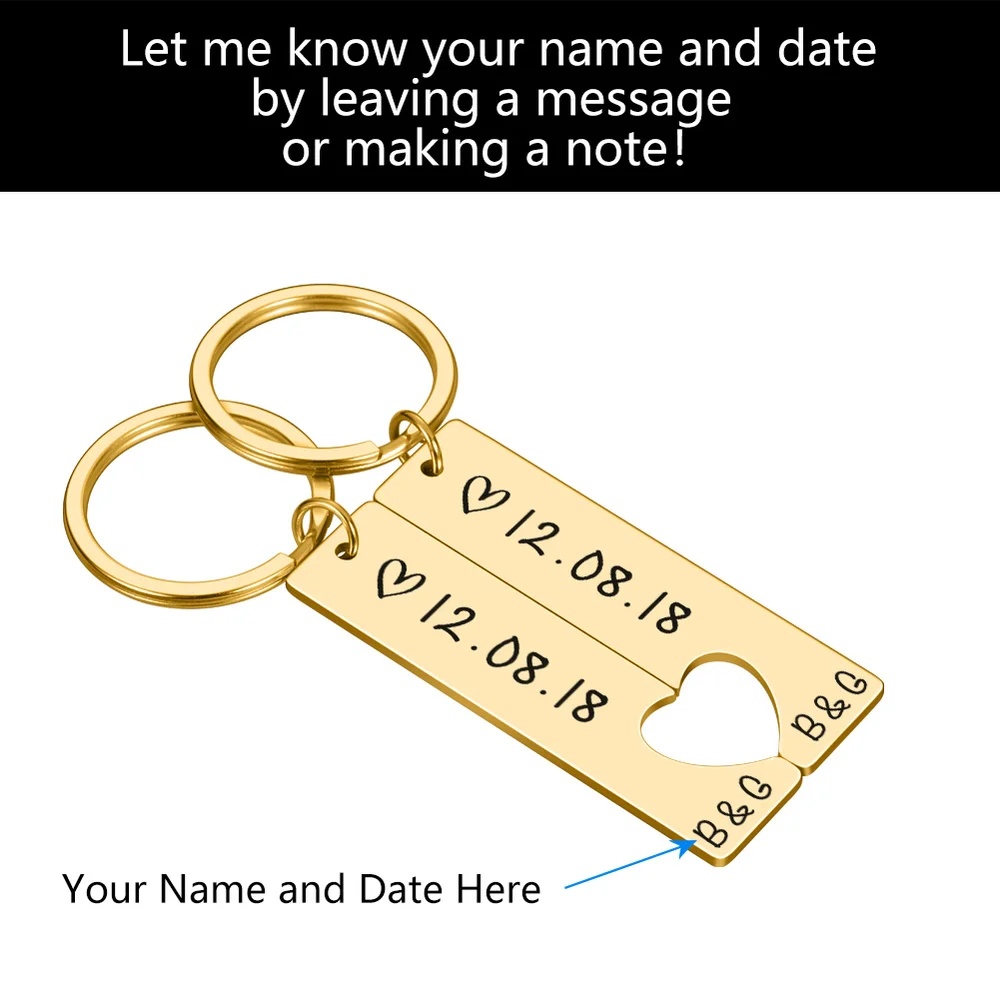 

2PCS Customized Couples Keychain Valentine Anniversary Gift Boyfriend Girlfriend Keyring Husband Women Men KeyChain Love Gifts