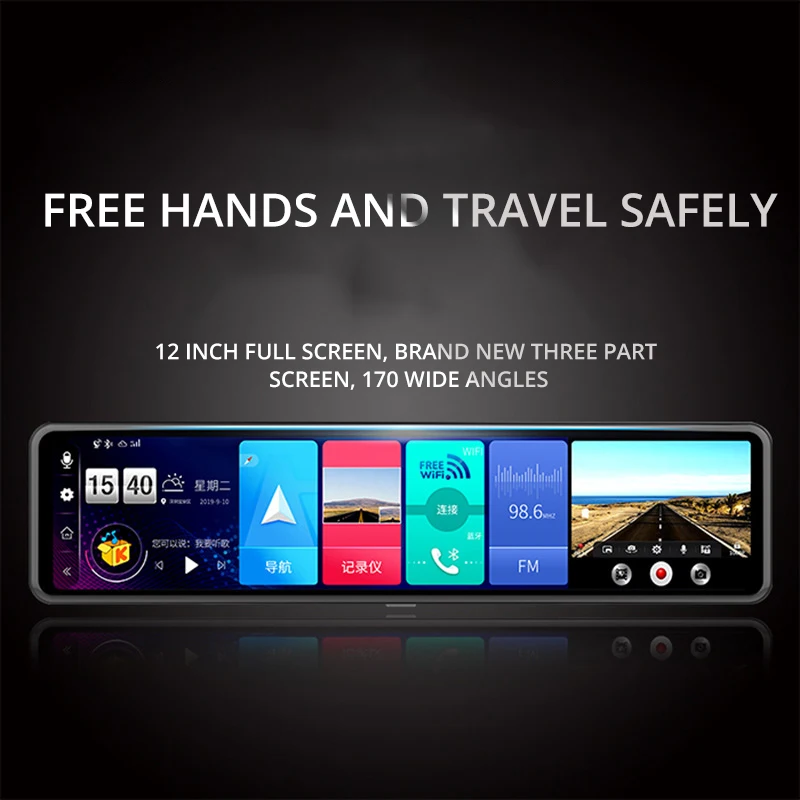 Видеорегистратор UNCOM видеорегистратор 12 дюймов зеркало заднего вида навигатор