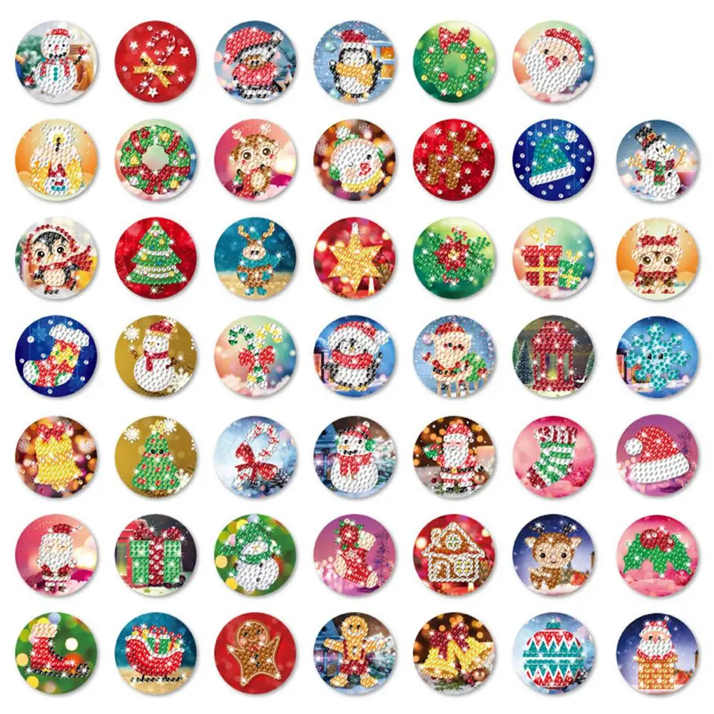 

Набор из 48 рождественских переводных картинок для детей, наборы 5D для детей, Алмазное искусство и поделки, DIY кирпичная живопись