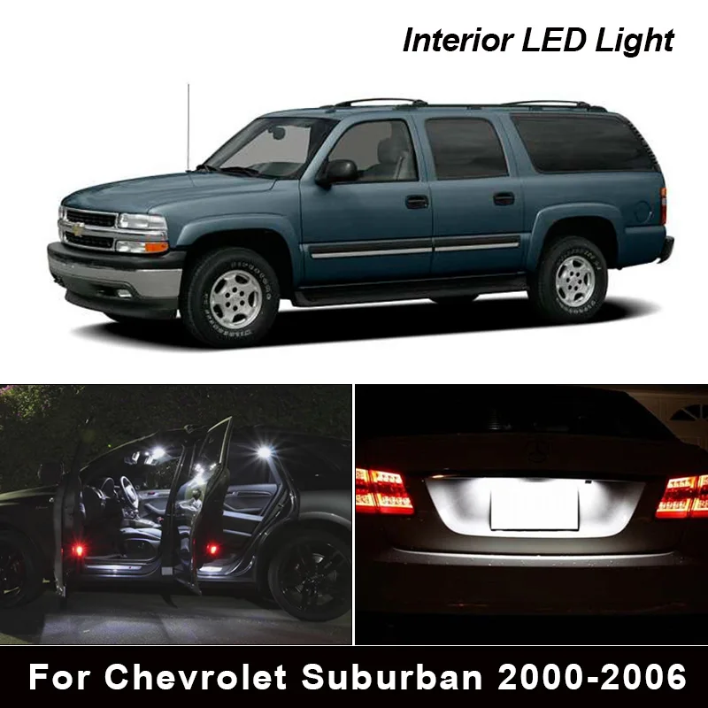 

12Pcs White LED Interior Light Kit Package For Chevrolet Suburban 2000-2006 Map Dome Glove Box Trunk License plate light
