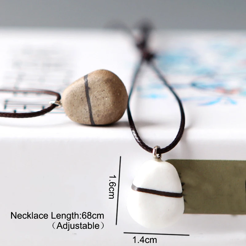 

Trendy Love White Brown Pendant Necklace for Women Summer Style Wax Rope Chain Fashion Charm Necklaces Couple Jewelry