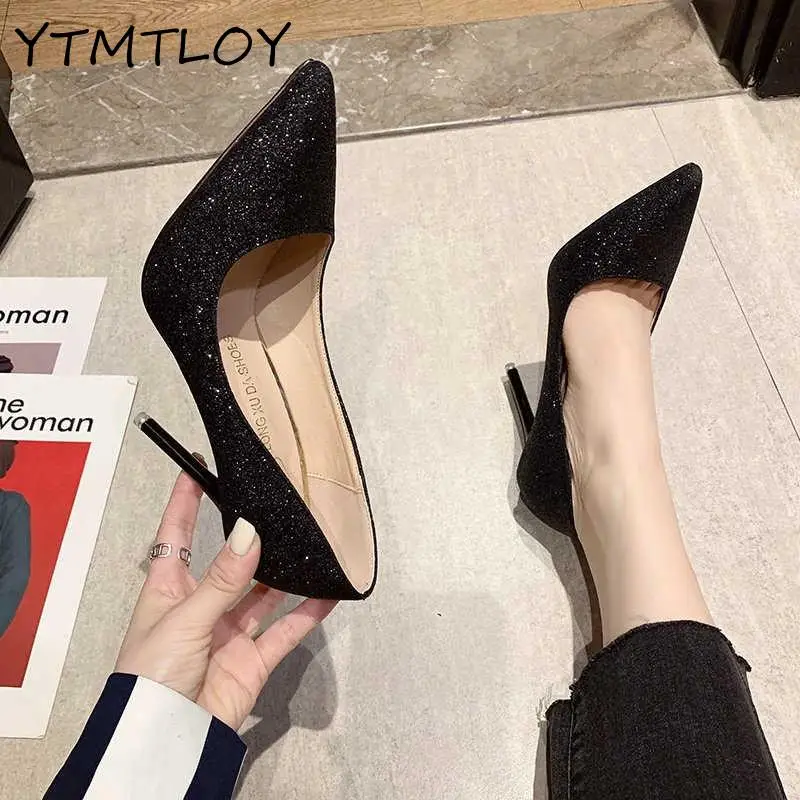 Fashion Sexy Rhinestone Women's Shoes Pointed Toe High Heel Sequins Bridal Wedding Ladies Classic Heels | Обувь