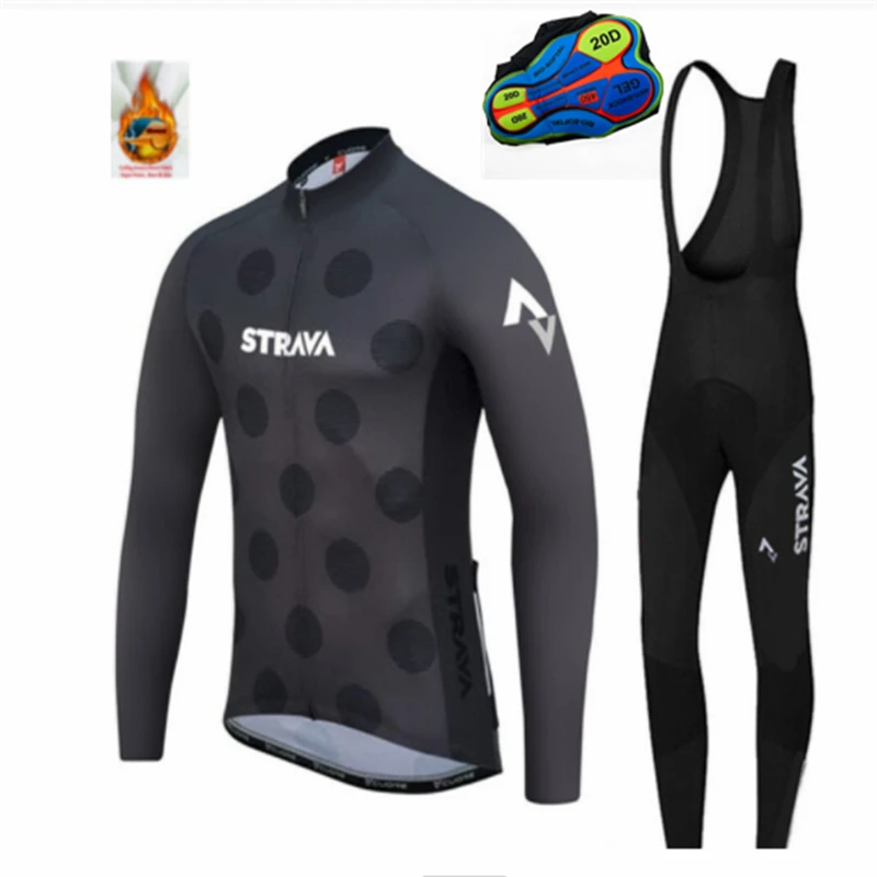 

STRAVA 2022 Custom Logo Design Mesh Customized Style Sublimation Bike winter Jersey Men's Cycling Wear Uniform Bib Pants Sets